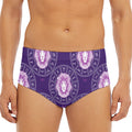 Purple Leo Zodiac Pattern Print Men's Triangle Swim Briefs