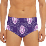 Purple Leo Zodiac Pattern Print Men's Triangle Swim Briefs
