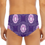Purple Leo Zodiac Pattern Print Men's Triangle Swim Briefs