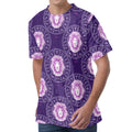 Purple Leo Zodiac Pattern Print Men's Velvet T-Shirt