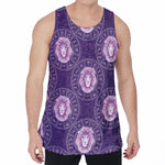 Purple Leo Zodiac Pattern Print Men's Velvet Tank Top