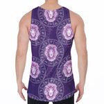 Purple Leo Zodiac Pattern Print Men's Velvet Tank Top