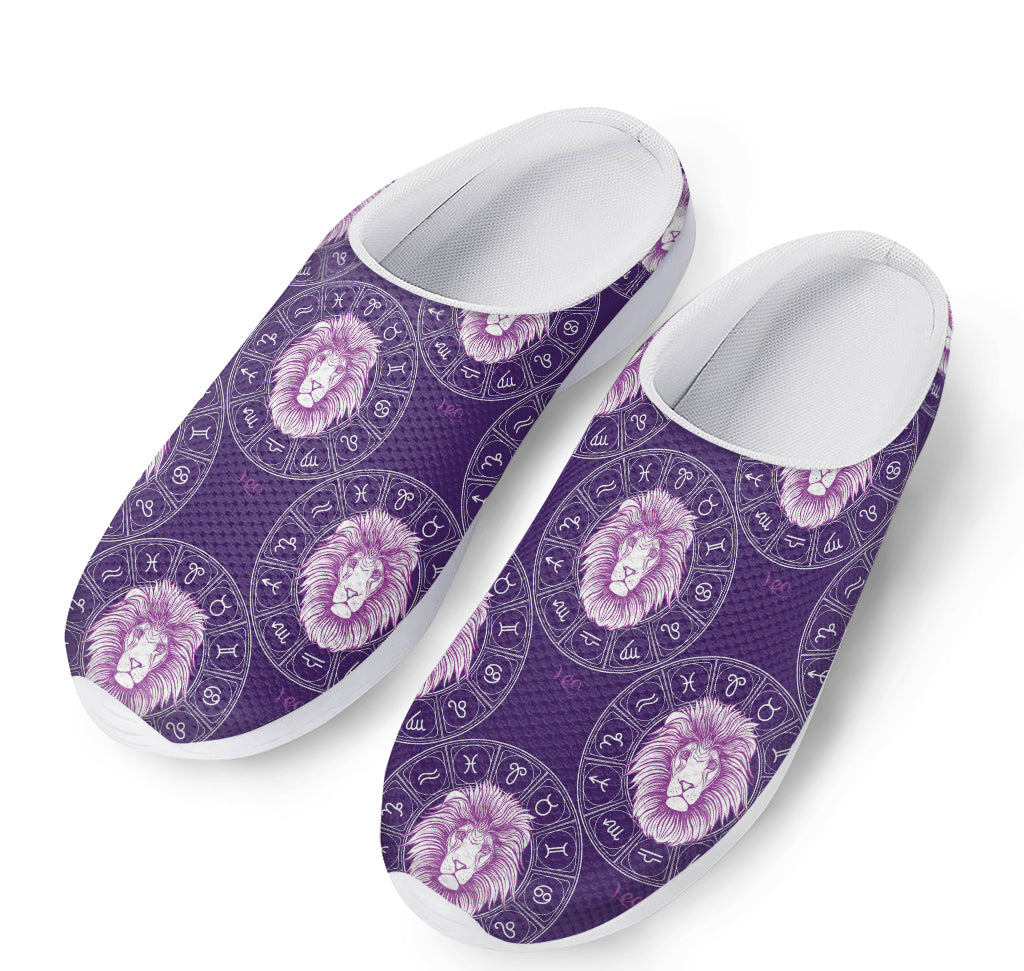 Purple Leo Zodiac Pattern Print Mesh Casual Shoes