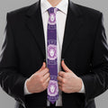 Purple Leo Zodiac Pattern Print Necktie