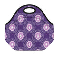 Purple Leo Zodiac Pattern Print Neoprene Lunch Bag