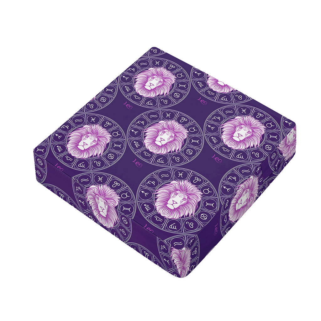 Purple Leo Zodiac Pattern Print Outdoor Seat Cushion Cover