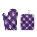 Purple Leo Zodiac Pattern Print Oven Mitt And Pot Holder Set