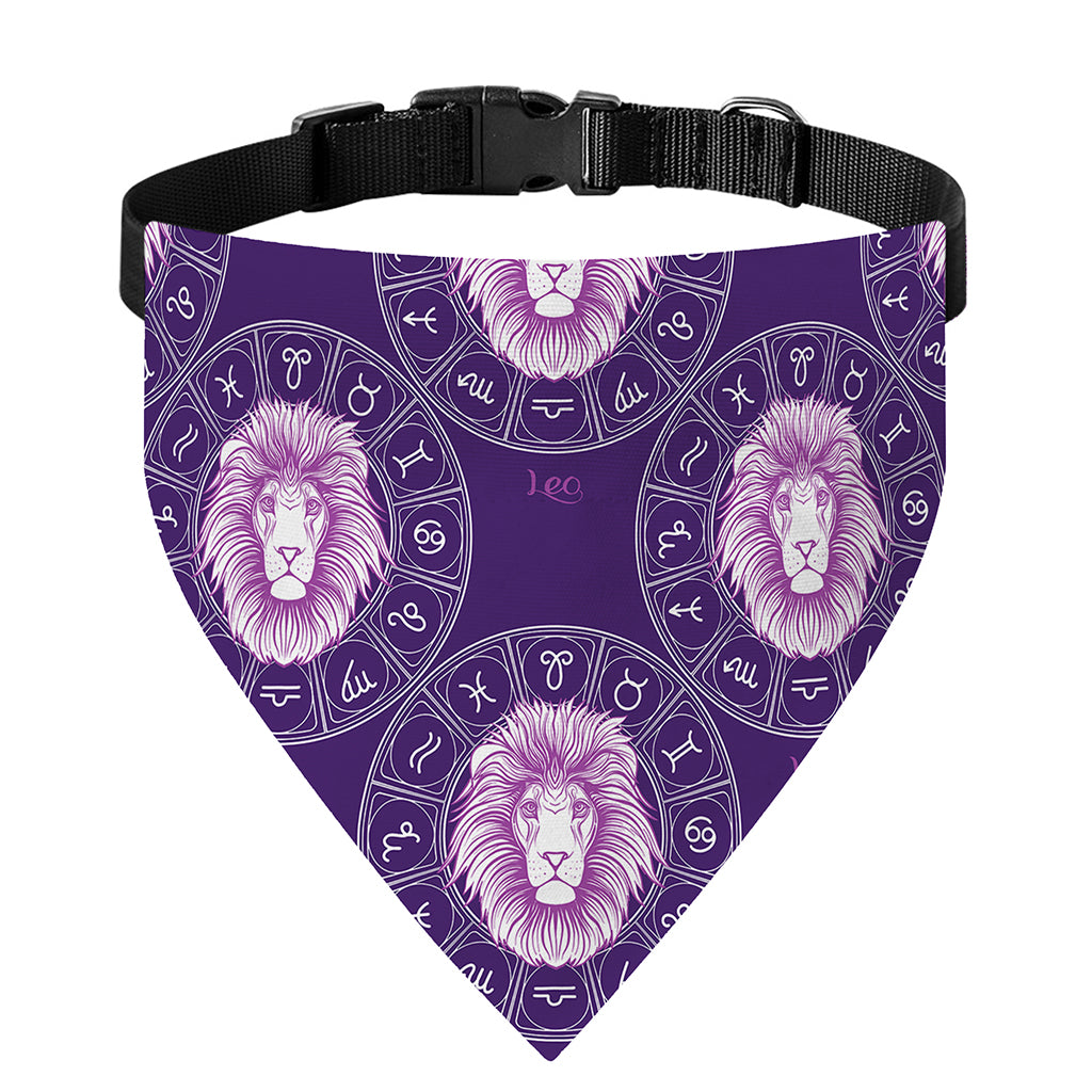 Purple Leo Zodiac Pattern Print Over The Collar Dog Bandana