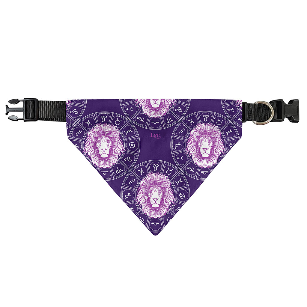 Purple Leo Zodiac Pattern Print Over The Collar Dog Bandana