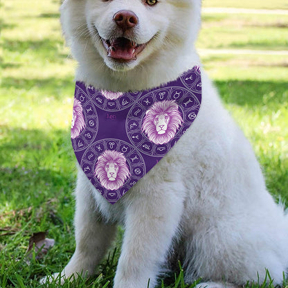 Purple Leo Zodiac Pattern Print Over The Collar Dog Bandana