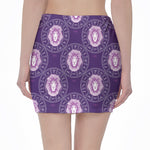 Purple Leo Zodiac Pattern Print Pencil Mini Skirt
