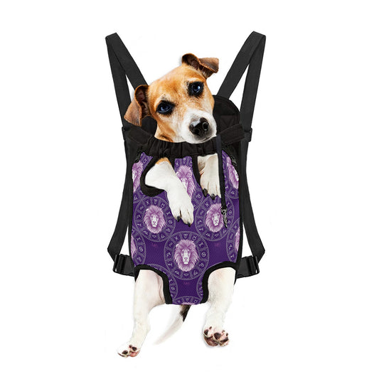 Purple Leo Zodiac Pattern Print Pet Carrier Backpack
