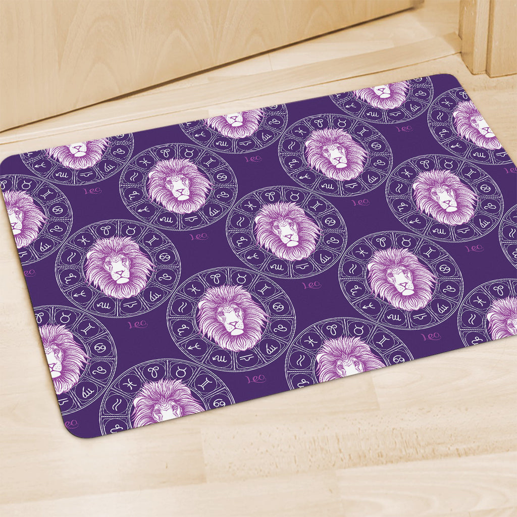 Purple Leo Zodiac Pattern Print Polyester Doormat