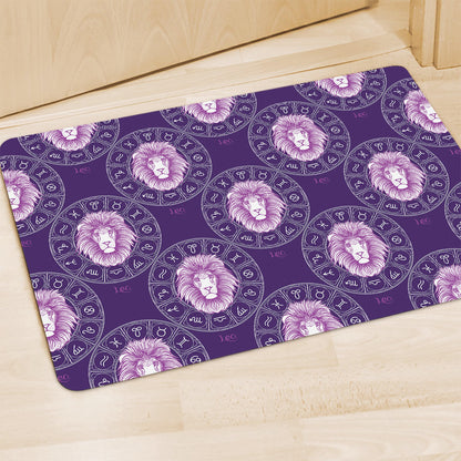 Purple Leo Zodiac Pattern Print Polyester Doormat
