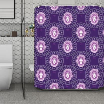 Purple Leo Zodiac Pattern Print Polyester Shower Curtain