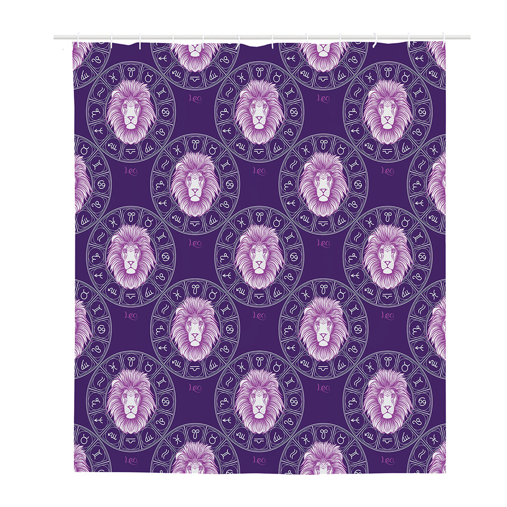 Purple Leo Zodiac Pattern Print Polyester Shower Curtain