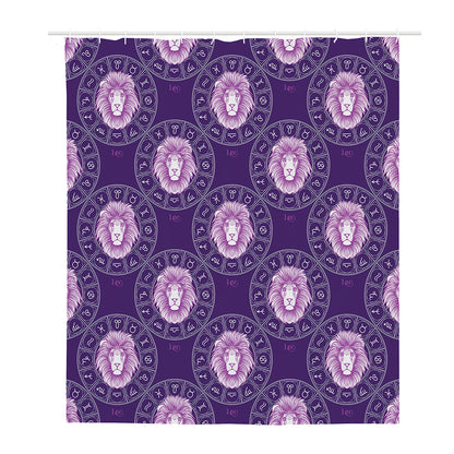 Purple Leo Zodiac Pattern Print Polyester Shower Curtain