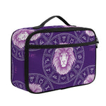 Purple Leo Zodiac Pattern Print Portable Lunch Bag