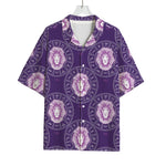 Purple Leo Zodiac Pattern Print Rayon Hawaiian Shirt