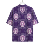 Purple Leo Zodiac Pattern Print Rayon Hawaiian Shirt