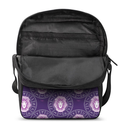 Purple Leo Zodiac Pattern Print Rectangular Crossbody Bag