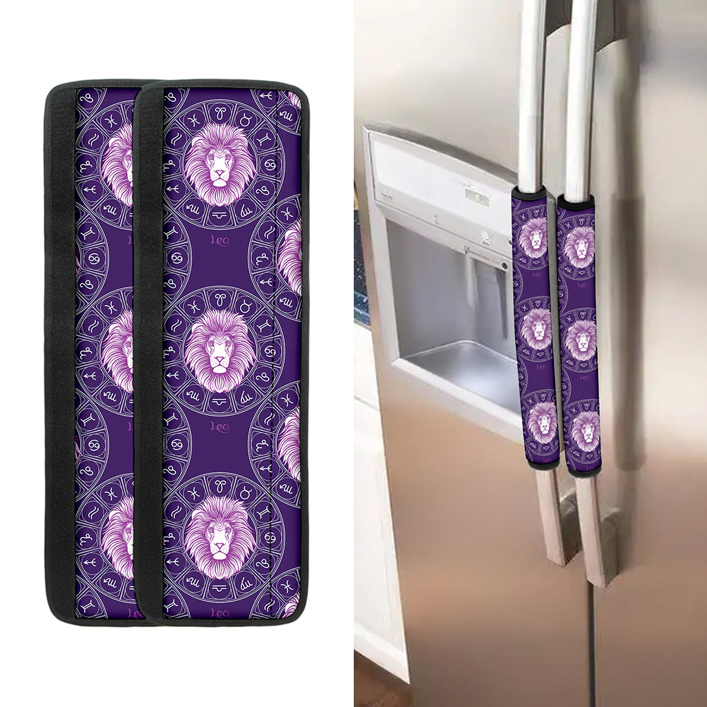 Purple Leo Zodiac Pattern Print Refrigerator Handle Covers