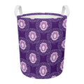Purple Leo Zodiac Pattern Print Round Laundry Basket