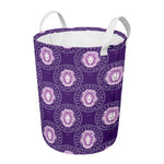 Purple Leo Zodiac Pattern Print Round Laundry Basket