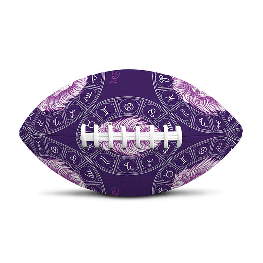 Purple Leo Zodiac Pattern Print Rugby Ball