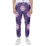 Purple Leo Zodiac Pattern Print Scuba Joggers