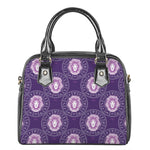 Purple Leo Zodiac Pattern Print Shoulder Handbag