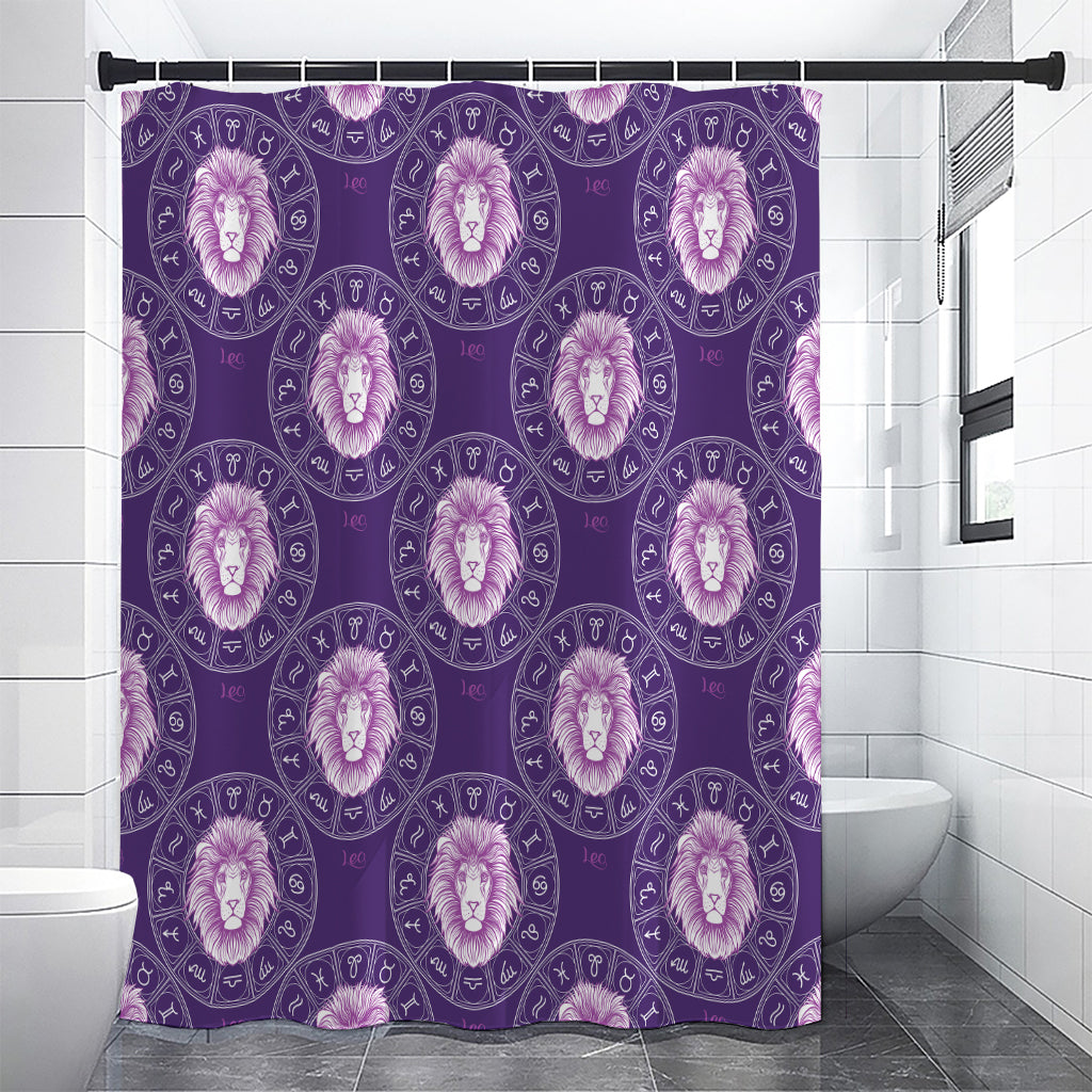Purple Leo Zodiac Pattern Print Shower Curtain