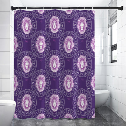 Purple Leo Zodiac Pattern Print Shower Curtain