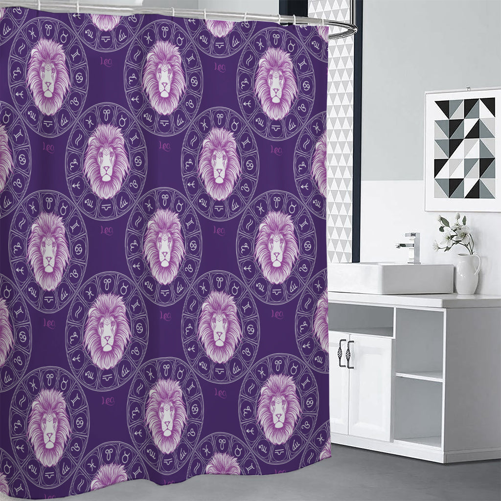 Purple Leo Zodiac Pattern Print Shower Curtain