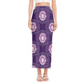 Purple Leo Zodiac Pattern Print Side Slit Maxi Skirt