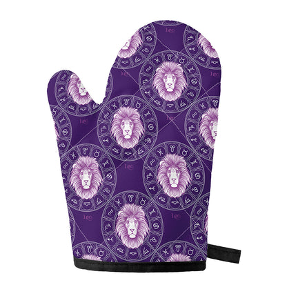 Purple Leo Zodiac Pattern Print Single Oven Mitt
