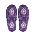 Purple Leo Zodiac Pattern Print Slippers