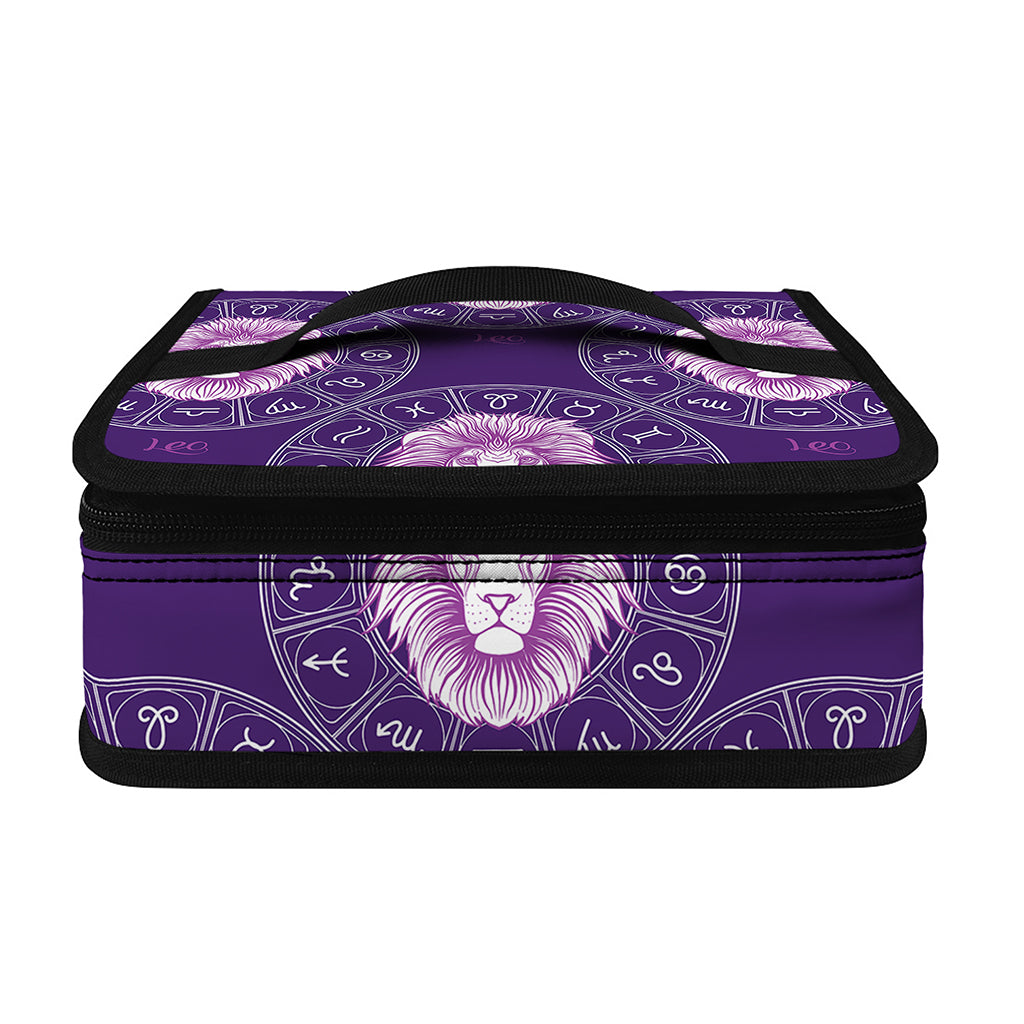 Purple Leo Zodiac Pattern Print Small Lunch Bag