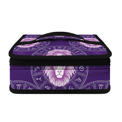 Purple Leo Zodiac Pattern Print Small Lunch Bag