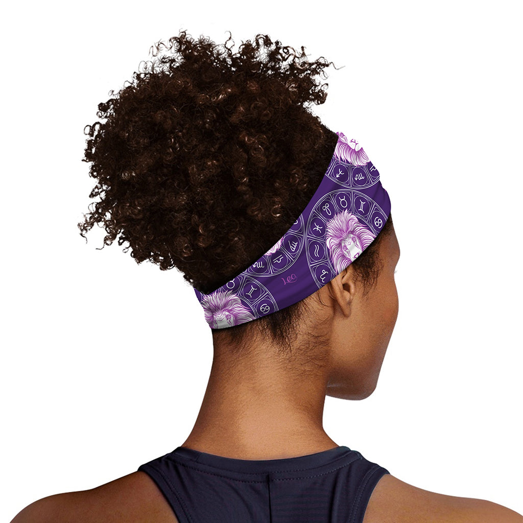 Purple Leo Zodiac Pattern Print Sports Headband