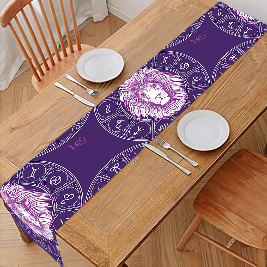 Purple Leo Zodiac Pattern Print Table Runner