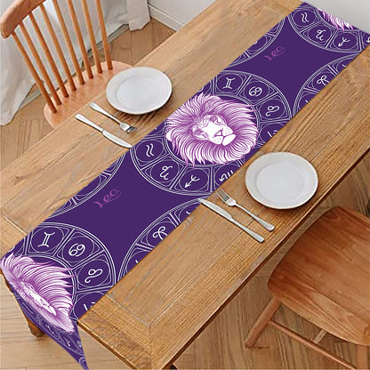 Purple Leo Zodiac Pattern Print Table Runner