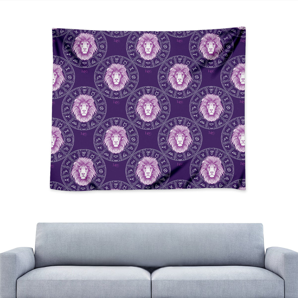 Purple Leo Zodiac Pattern Print Tapestry