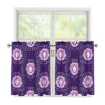 Purple Leo Zodiac Pattern Print Tier Curtains