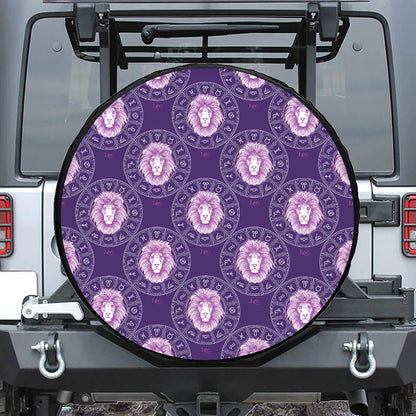 Purple Leo Zodiac Pattern Print Tire Cover