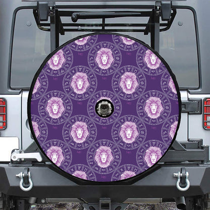 Purple Leo Zodiac Pattern Print Tire Cover With Camera Hole