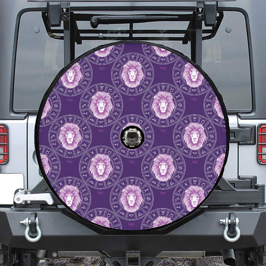 Purple Leo Zodiac Pattern Print Tire Cover With Camera Hole