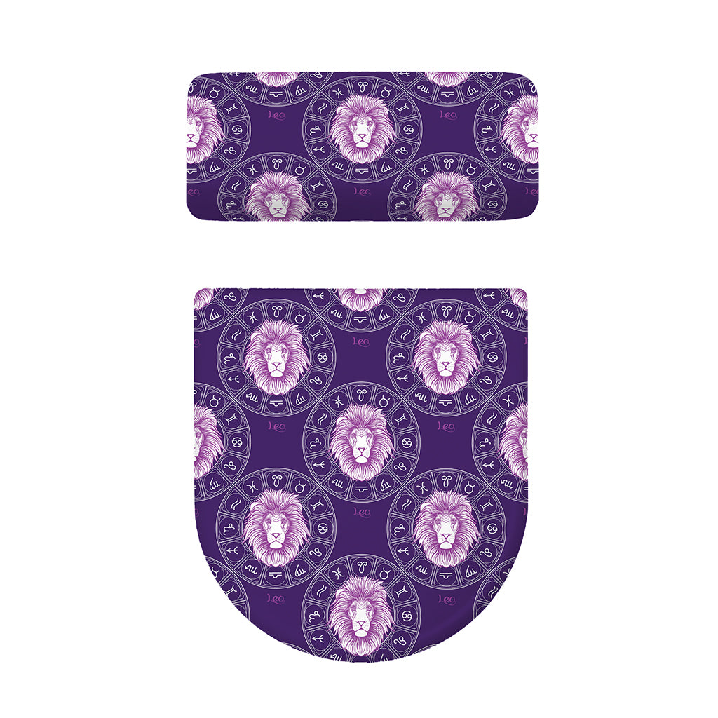 Purple Leo Zodiac Pattern Print Toilet Lid And Tank Cover Set