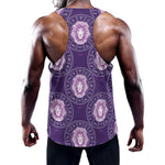 Purple Leo Zodiac Pattern Print Training Tank Top