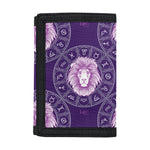 Purple Leo Zodiac Pattern Print Trifold Wallet